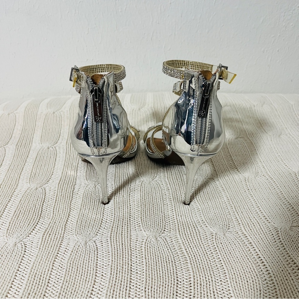 Jessica Simpson Wylanne Women’s Size 6M Silver Rhinestones Strap Heels EUC - Picture 5 of 10